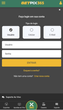 Faça login no Betpix365