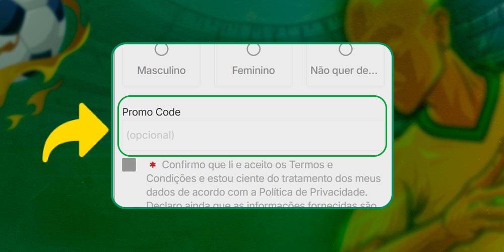 Insira o código promocional
