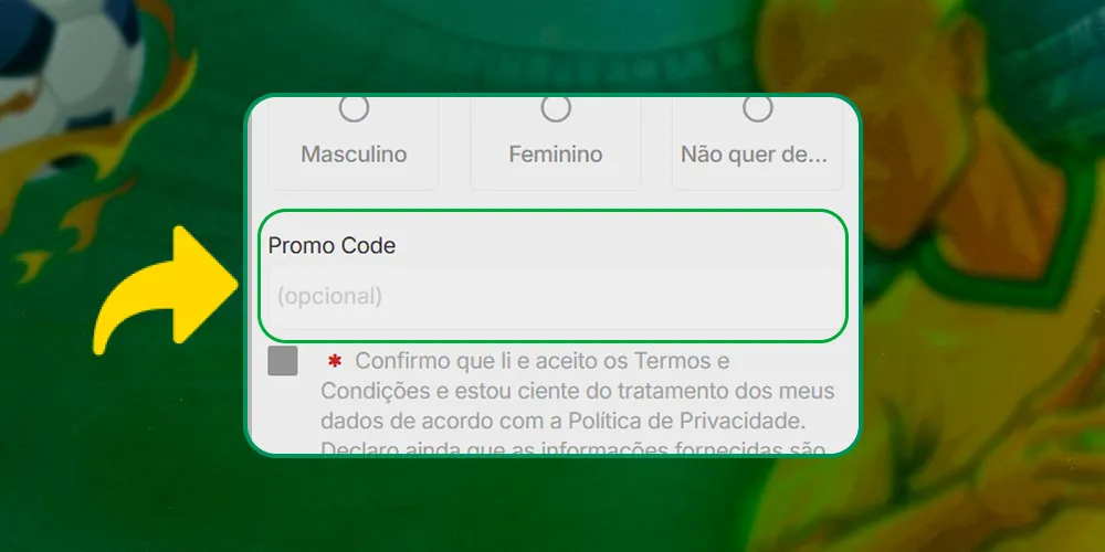 Insira o código promocional
